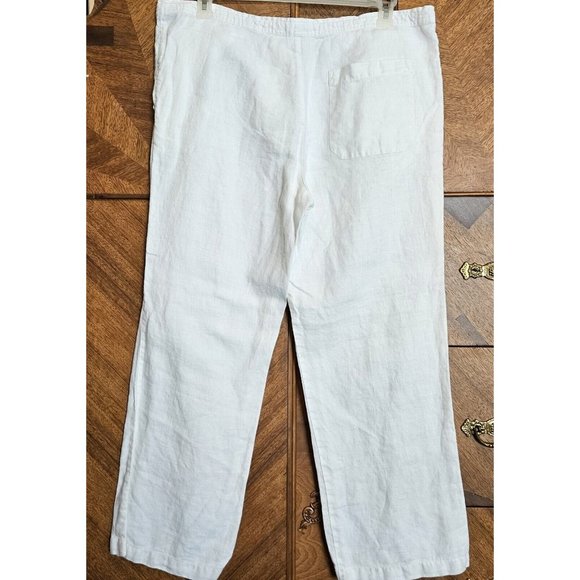 French Connection 100% Linen White Size Medium Relaxed Fit Pants - Picture 4 of 8